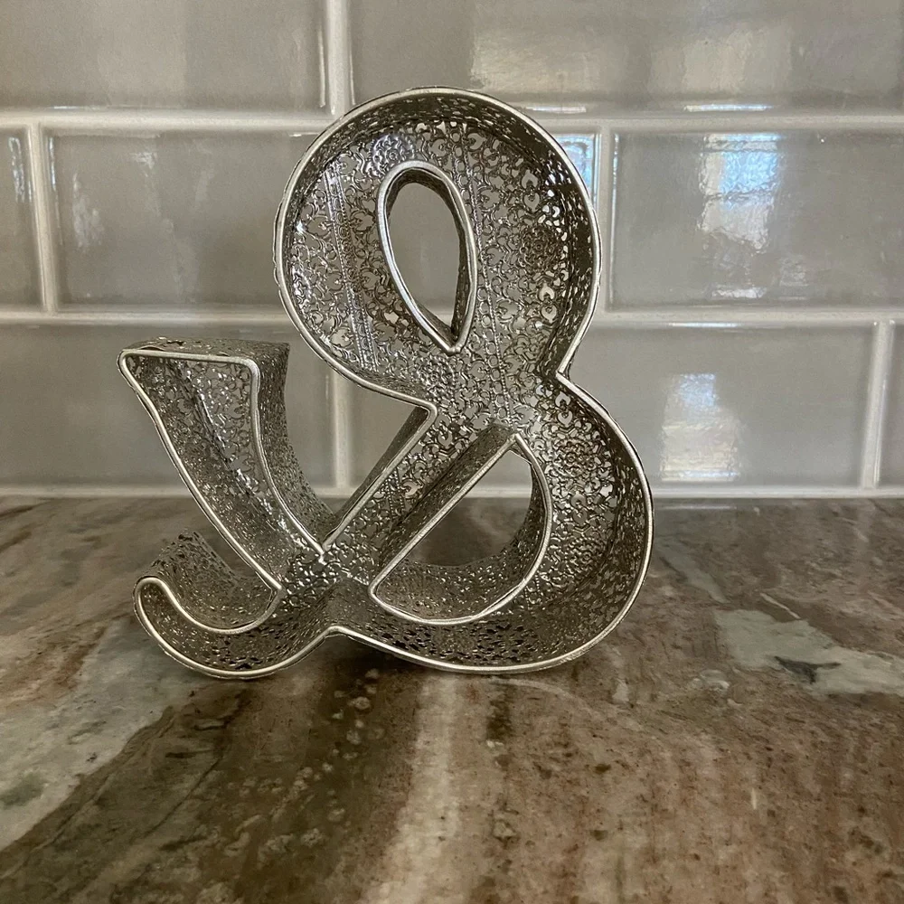 Textured Silver Ampersand Sculpture